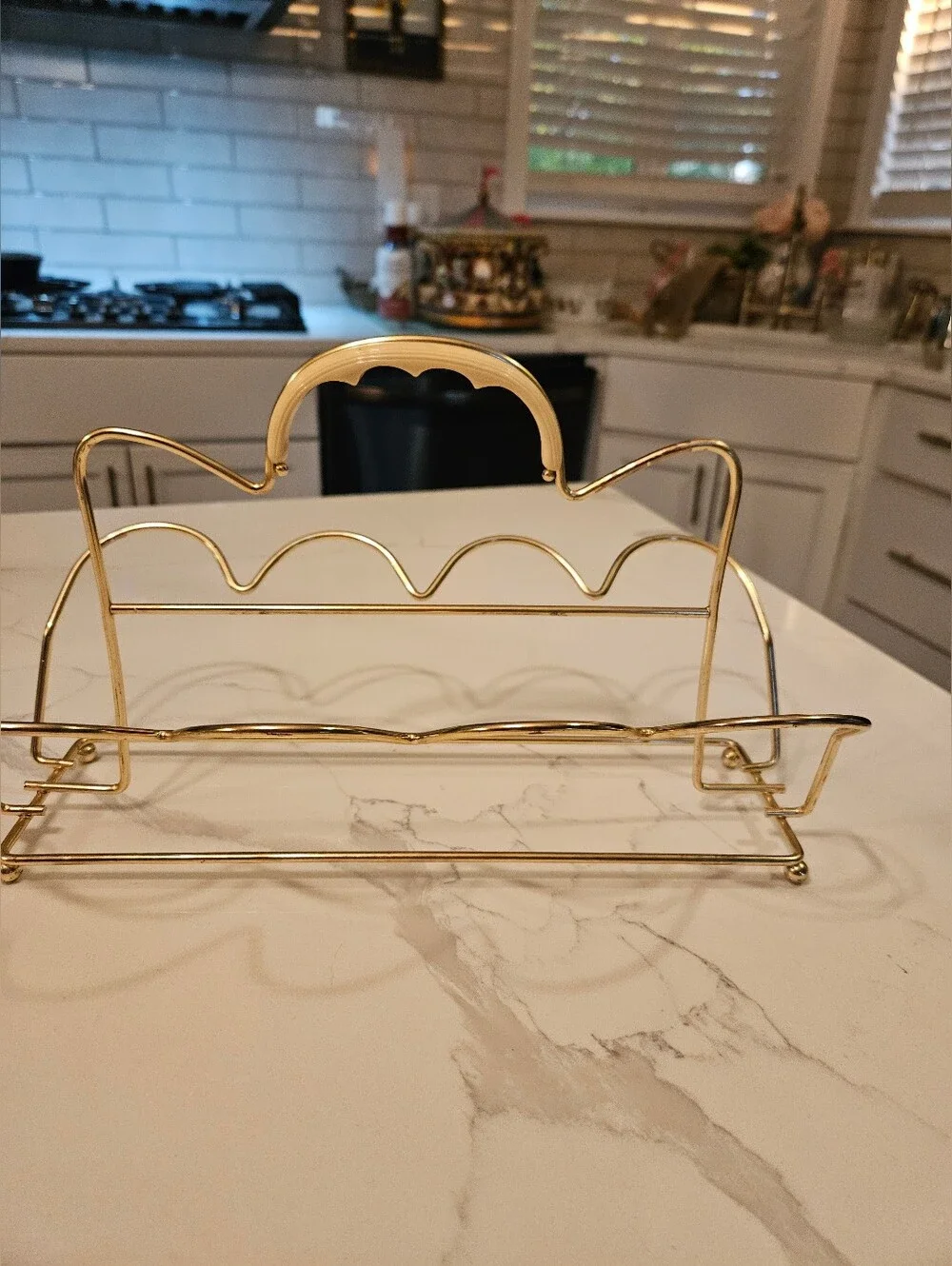 Mid Century Brass Gold Glass Caddy